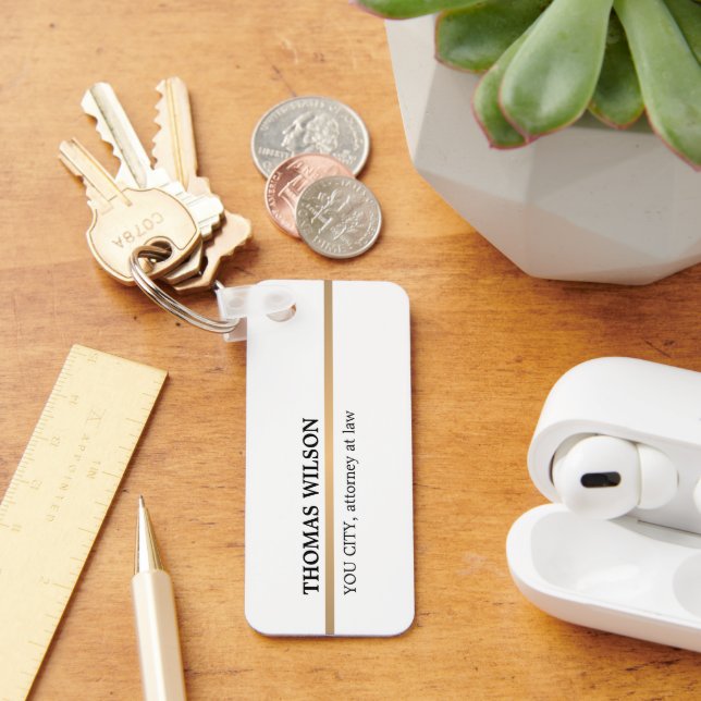 Minimalistisk Elegant White Copper Line Attorney Nyckelring (Skrivbord)