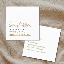 Minimalistisk Elegant White Faux Guld Hair Pin Fyrkantigt Visitkort