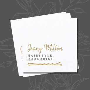 Minimalistisk Elegant White Faux Guld Hair Pin Fyrkantigt Visitkort