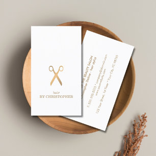 Minimalistisk Elegant White Faux Guld Hair Stylist Visitkort