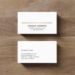 Minimalistisk Elegant White Faux Guld Line Consult Visitkort