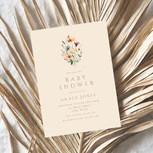 Minimalistisk Elegant Wildblombabyskor Inbjudningar