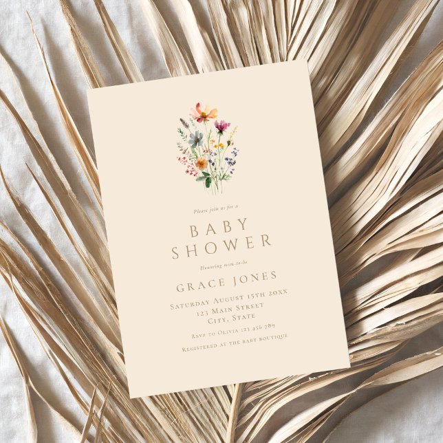 Minimalistisk Elegant Wildblombabyskor Inbjudningar (Skapare uppladdad)