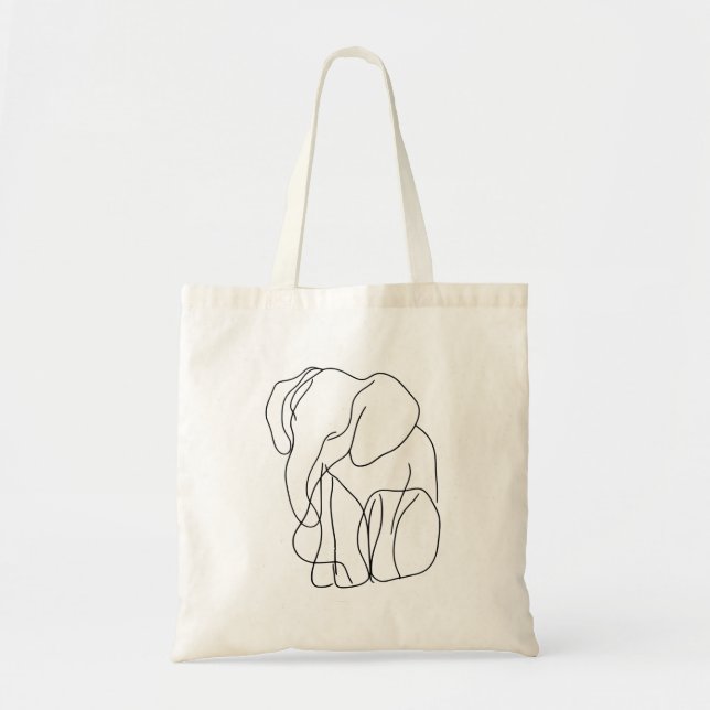 Minimalistisk Elephant Line Art Tygkasse (Framsidan)