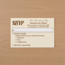 Minimalistisk Elfenben med Brun Text Bröllops RSVP