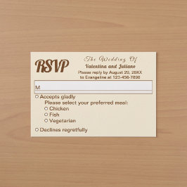 Minimalistisk Elfenben med Brun Text Bröllops RSVP OSA Kort
