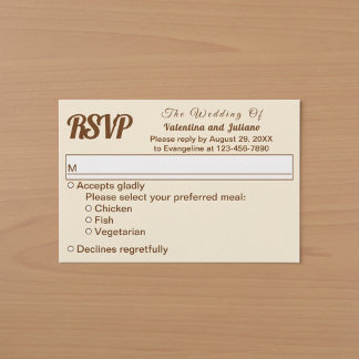 Minimalistisk Elfenben med Brun Text Bröllops RSVP OSA Kort