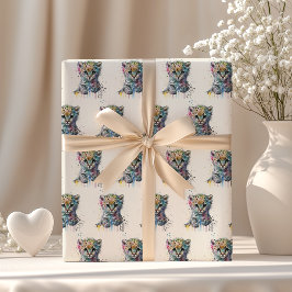 Minimalistisk Elfenbensfärgad Akvarell Leopardmöns Presentpapper