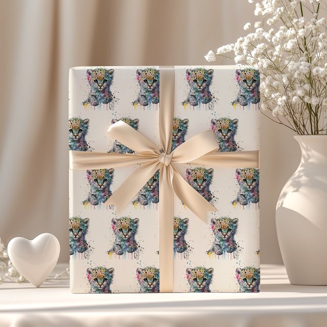 Minimalistisk Elfenbensfärgad Akvarell Leopardmöns Presentpapper (Skapare uppladdad)