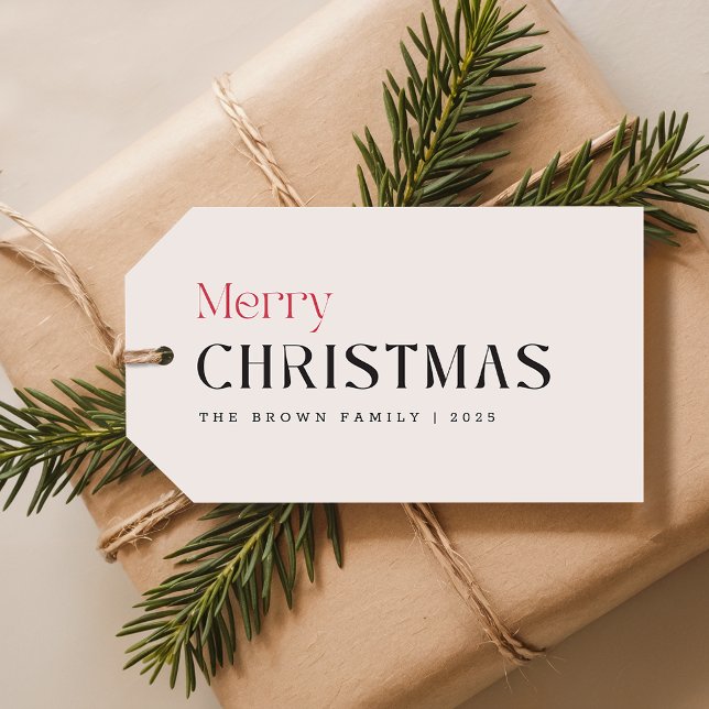 Minimalistisk elfenbensvitt julklappsetikett för f presentetikett (Skapare uppladdad)