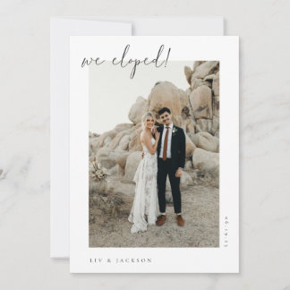 Minimalistisk elopementsfotografi-annonsering inbjudningar