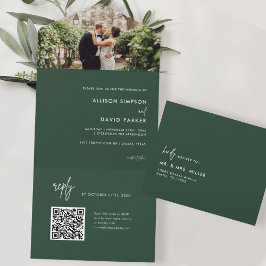 Minimalistisk Emerald Grönt Bröllop QR-kod