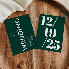 Minimalistisk Emerald Grönt Enkel fet Chic Bröllop Inbjudningar