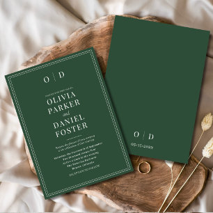 Minimalistisk Emerald Grönt Modern Elegant bröllop Inbjudningar