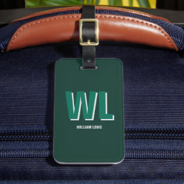 Minimalistisk Emerald Grönt Personlig Monogram Bagagebricka