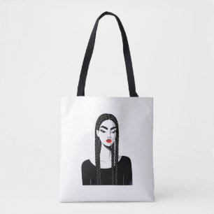 Minimalistisk Empowered Kvinna Illustration Totevä Tygkasse