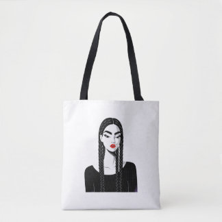 Minimalistisk Empowered Kvinna Illustration Totevä Tygkasse