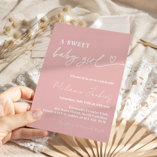 Minimalistisk En söt flicka Baby Shower Inbjudningar