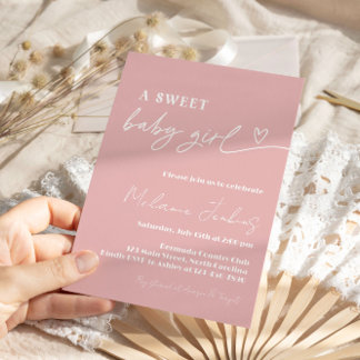 Minimalistisk En söt flicka Baby Shower Inbjudningar