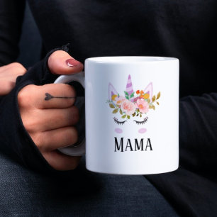 Minimalistisk encorns-skript, grönt, regnbåge mamm kaffemugg