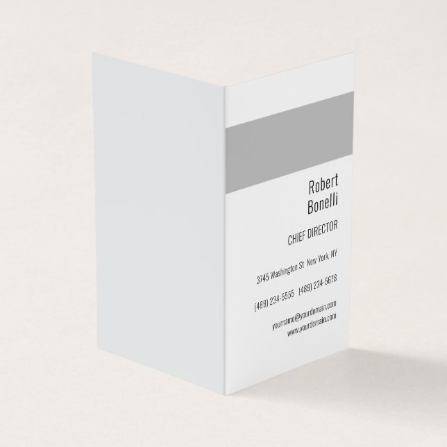 Minimalistisk enfaldig vit grå modern visitkort (Utsida)