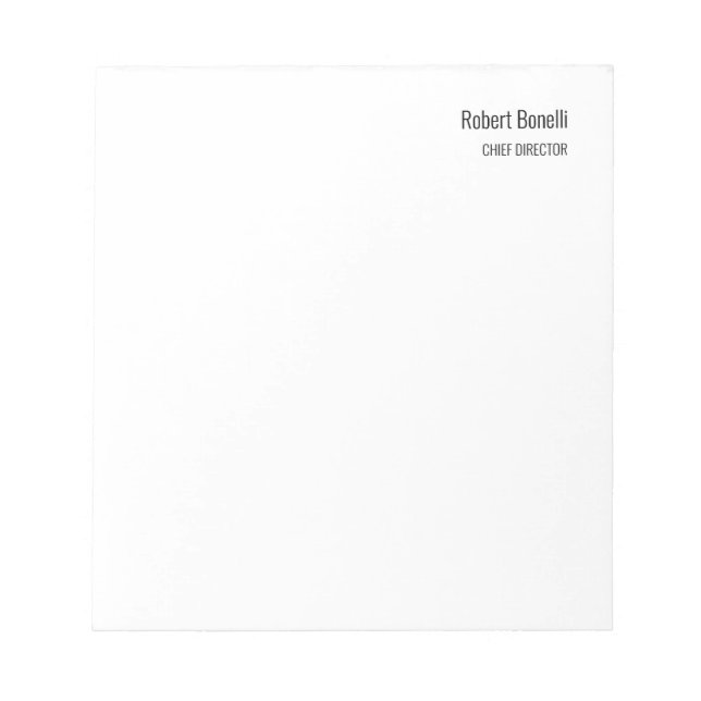 Minimalistisk enfaldig vit modern standardstorlek anteckningsblock (Framsida)