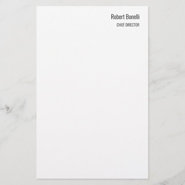 Minimalistisk enfaldig vit modern standardstorlek brevpapper (Framsida)