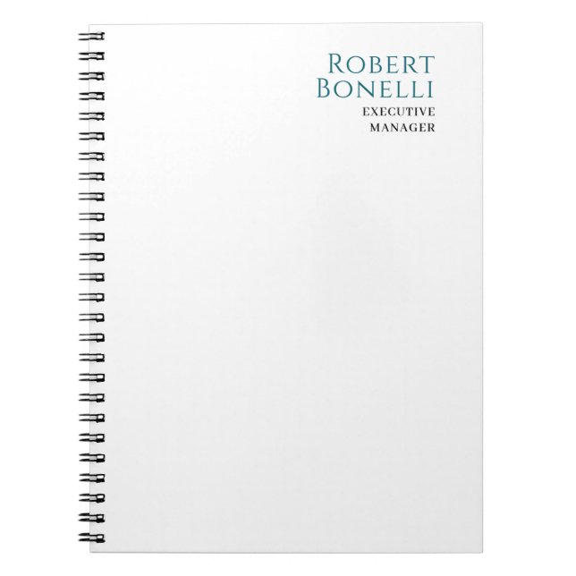 Minimalistisk enfärgad blå och vit modern anteckningsbok (Framsidan)