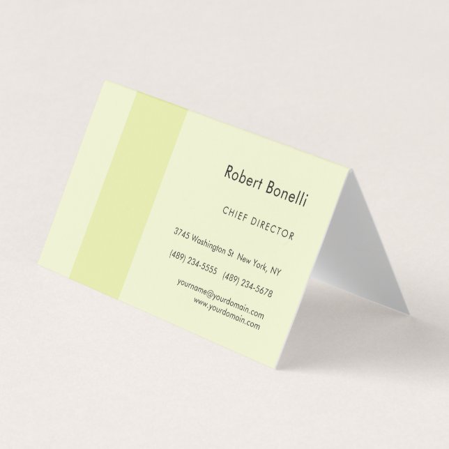 Minimalistisk enfärgad modern krämfärg visitkort (Framsida)