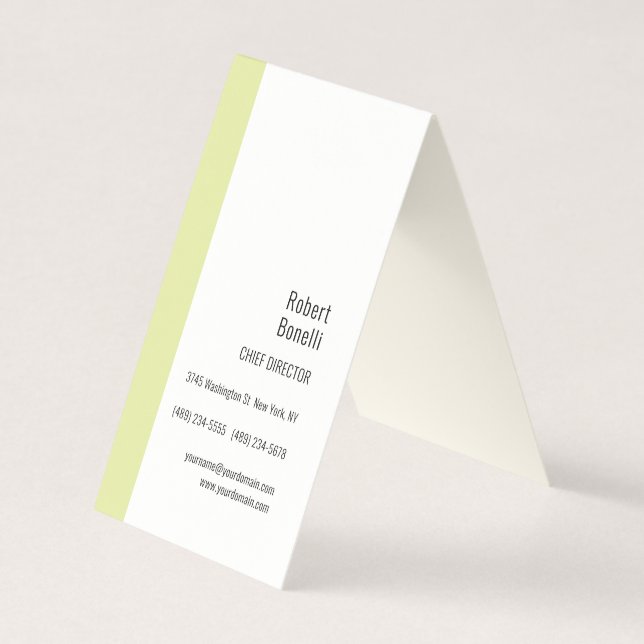 Minimalistisk enfärgad modern krämfärg visitkort (Framsida)