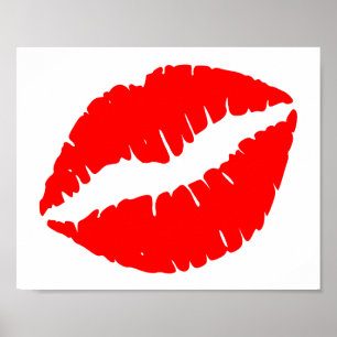 Minimalistisk enfärgad röd kyss poster