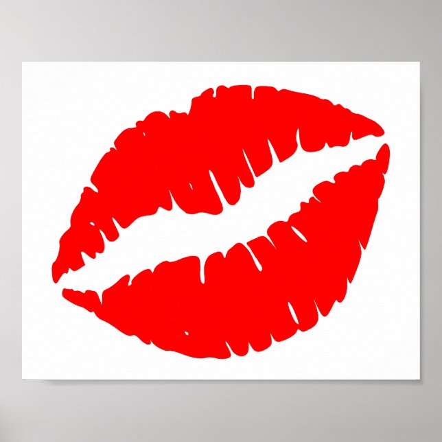 Minimalistisk enfärgad röd kyss poster (Framsidan)