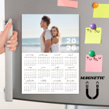Minimalistisk Enkel 2026 Kalender Foto Magnet