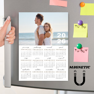 Minimalistisk Enkel 2026 Kalender Foto Magnet