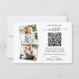 Minimalistisk Enkel 2 Foto Bröllopswebbplats QR Kort