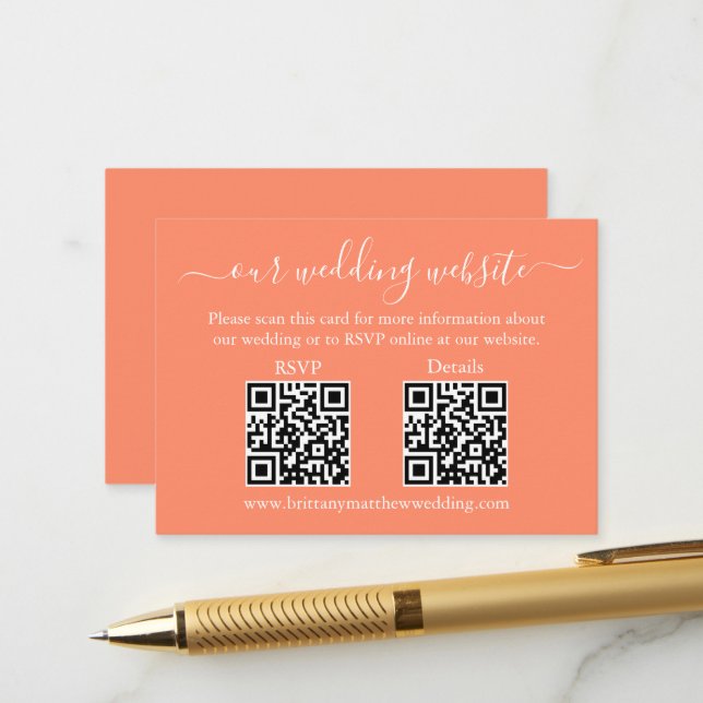 Minimalistisk Enkel 2 QR Bröllop RSVP Detaljer Kor Tilläggskort (Fram/Back In Situ)