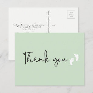 Minimalistisk enkel Baby shower tack Grön Vykort
