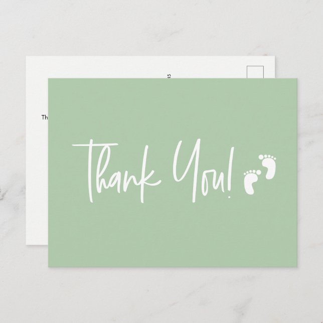 Minimalistisk enkel babydusch tack för Grönten Vykort (Fram/baksida)