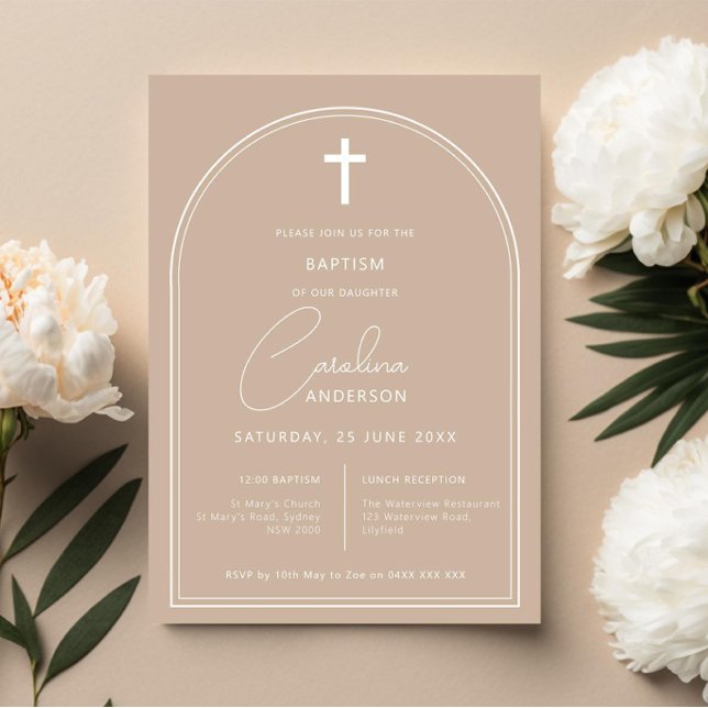 Minimalistisk, enkel båge-baptism inbjudningar (Skapare uppladdad)