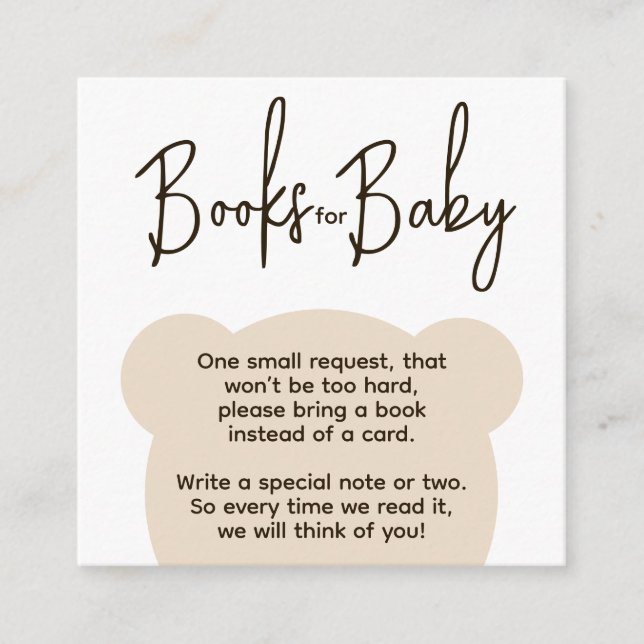 Minimalistisk enkel björnbabyhanterare Bok-begäran Tilläggskort (Framsida)