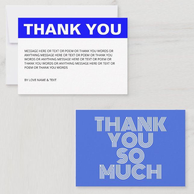 Minimalistisk Enkel Blå och Vit Tack Kort (Card)