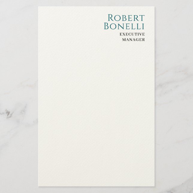 Minimalistisk Enkel Blå & Vit Modern Ditt Namn Brevpapper (Framsida)