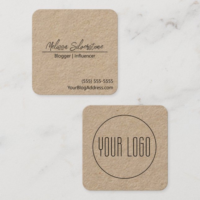 Minimalistisk enkel Bloggare Influencer Fyrkantigt Visitkort (Fram/baksida)