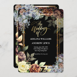 Minimalistisk enkel blomma Ro, Guld Ram Bröllop Inbjudningar