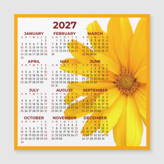 Minimalistisk Enkel Blommig 2027 Magnetisk Kalende