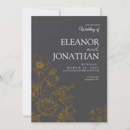 Minimalistisk Enkel Blommig Elegant Bröllop Inbjudningar