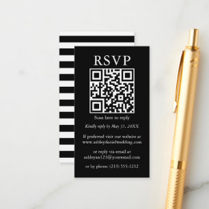 Minimalistisk enkel Bröllop Black Rand QR-OSA Tilläggskort