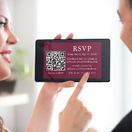 Minimalistisk enkel Bröllop Burgundy QR-OSA Kort