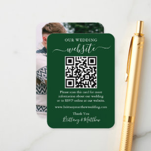 Minimalistisk enkel Bröllop-Grönt för foto QR-webb Tilläggskort