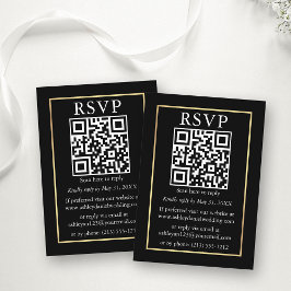 Minimalistisk enkel Bröllop QR Guld Black OSA Tilläggskort